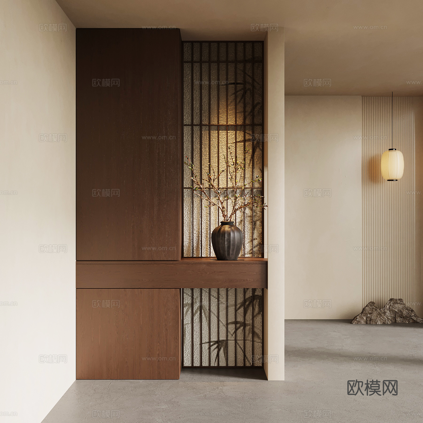 新中式玄关su模型