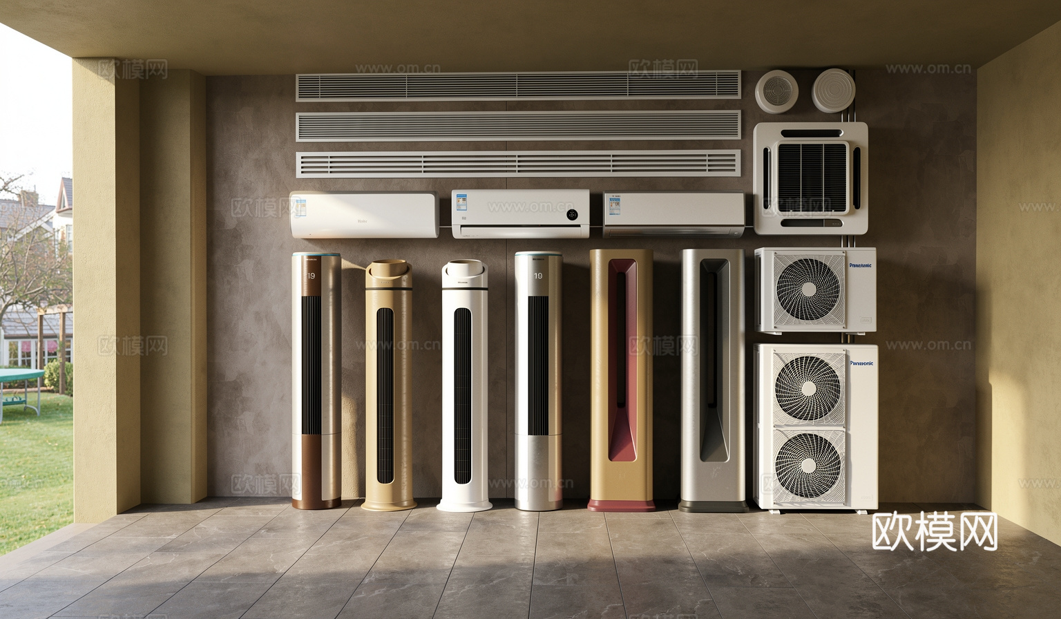 空调挂机  柜子  出入风口  主机集合su模型
