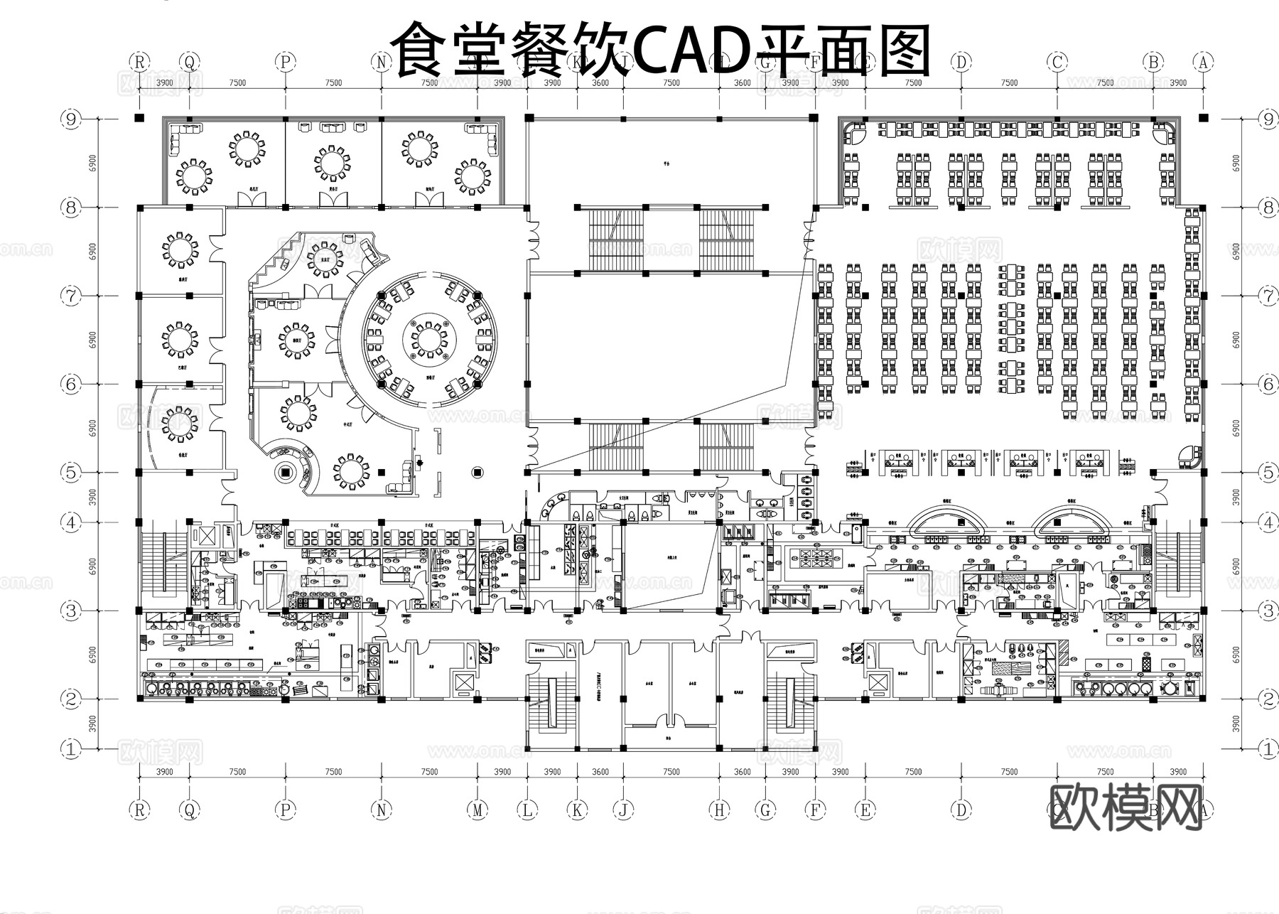 食堂餐饮CAD平面图cad施工图