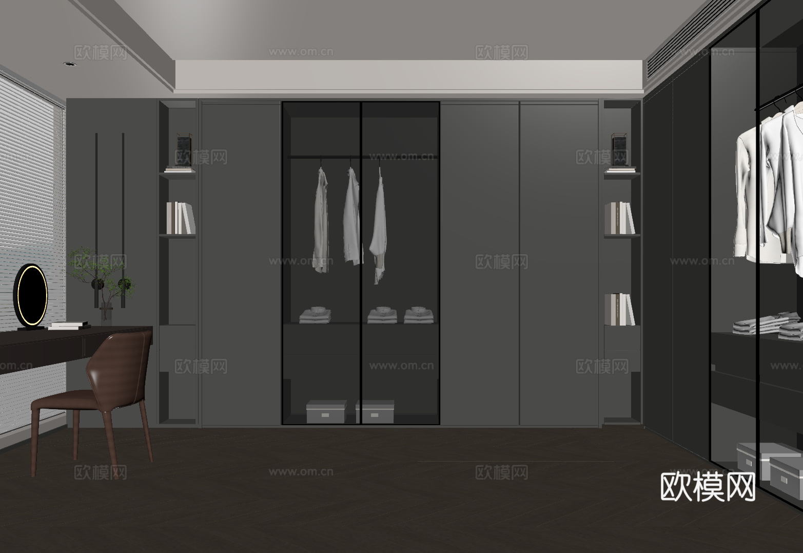 现代意式衣帽间su模型