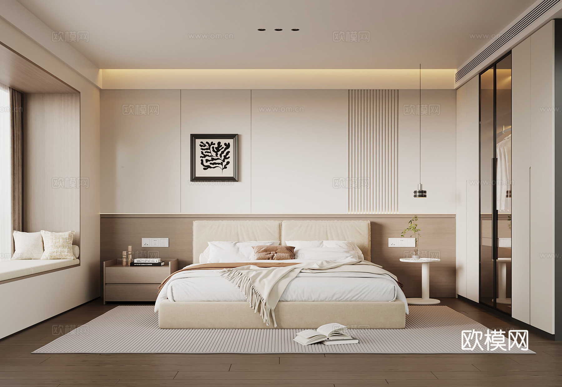 现代意式卧室su模型