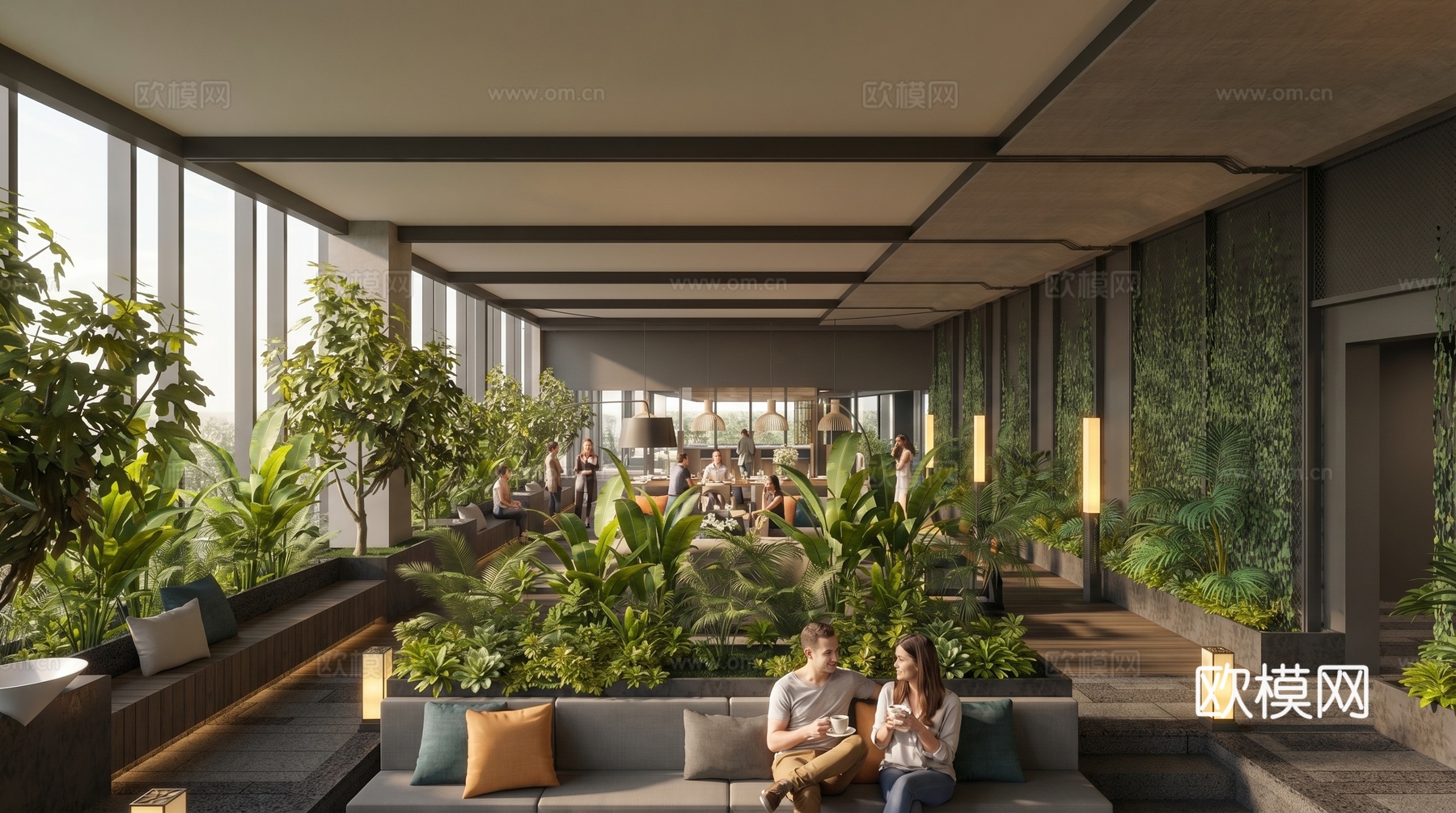 阳光房全案设计会所户外景观会客厅餐厅su模型