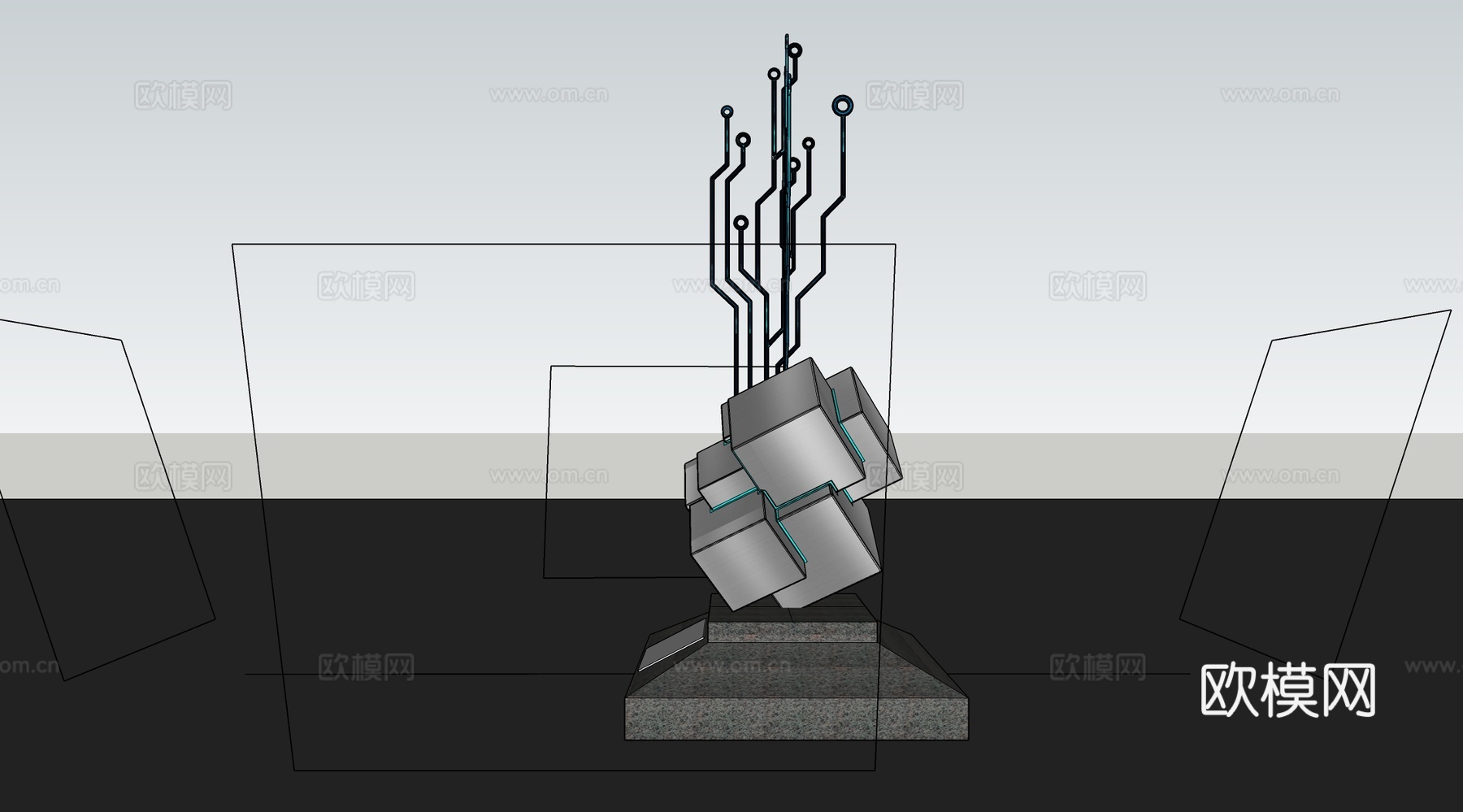 现代科技感景观雕塑su模型