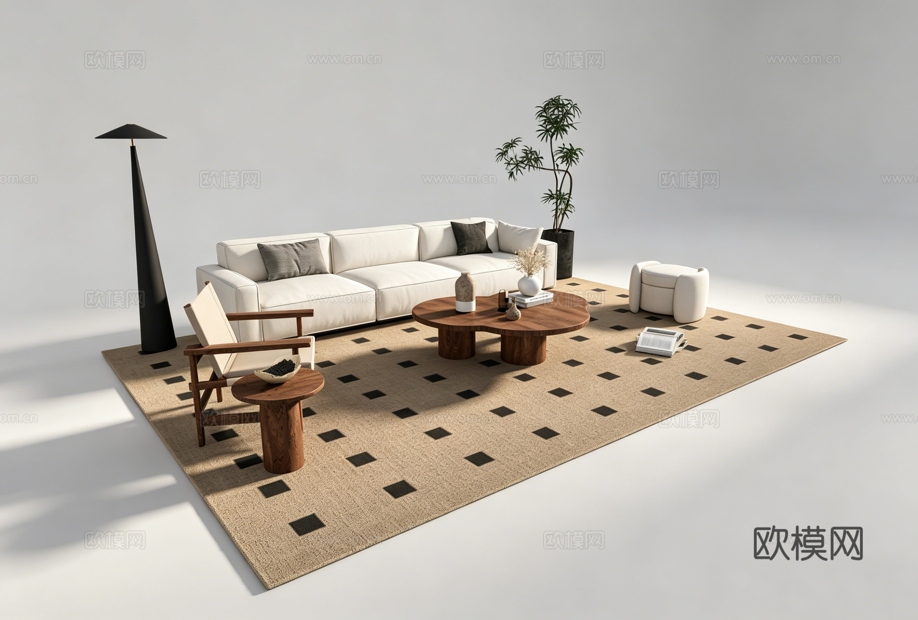 中古风客厅沙发组合su模型