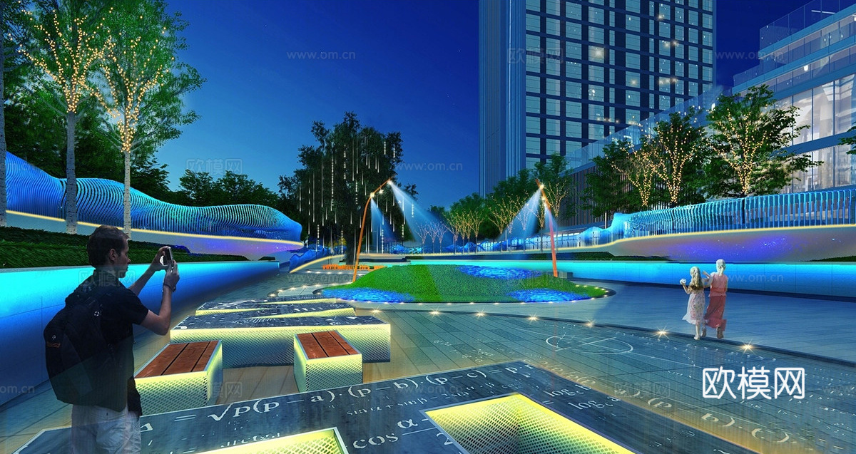 现代风格科技街头公园景观 科技小品su模型