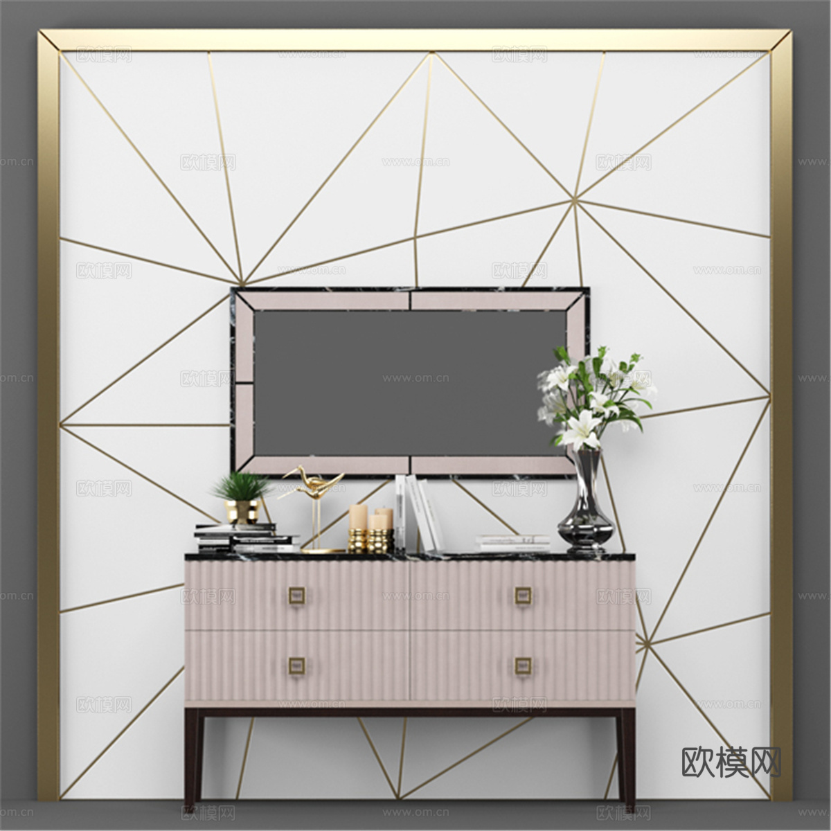 Artdeco 餐边柜套装3d模型