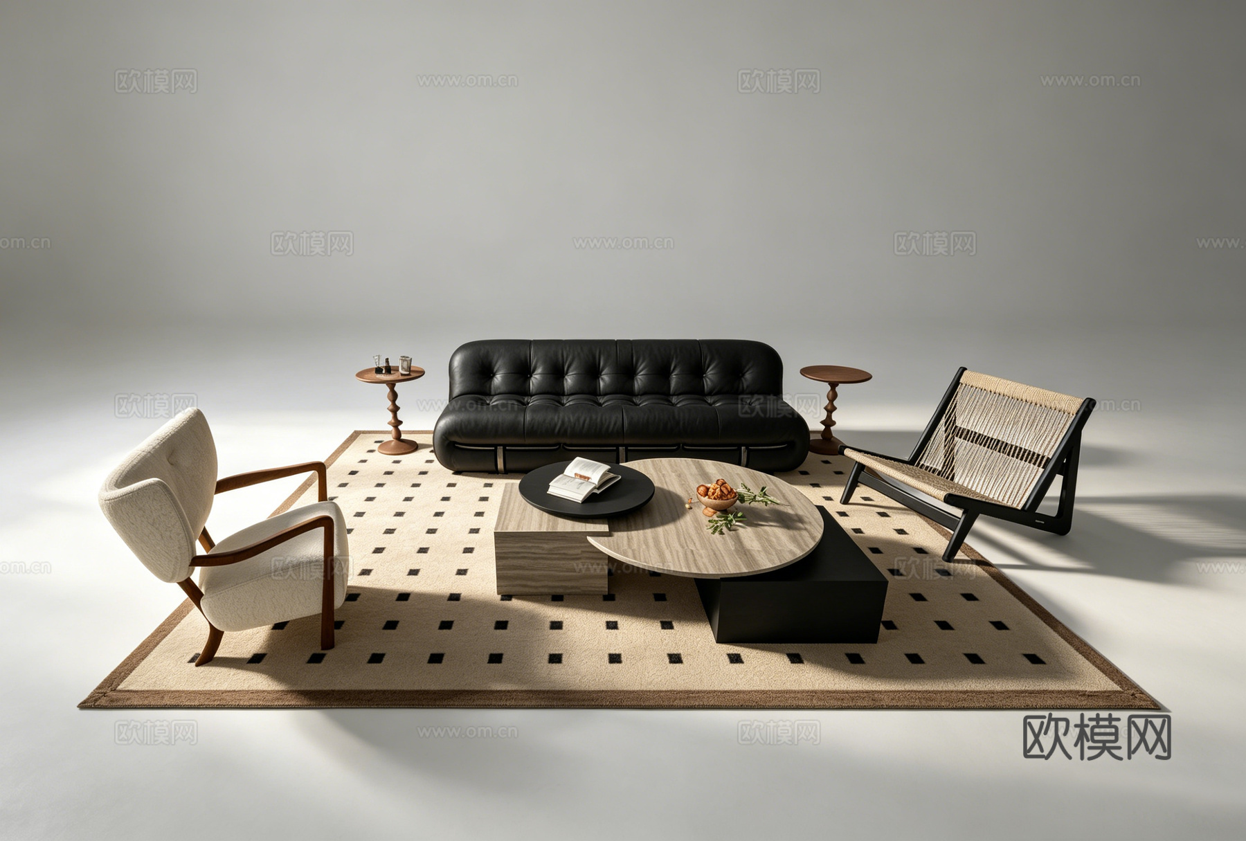 中古风客厅沙发组合su模型