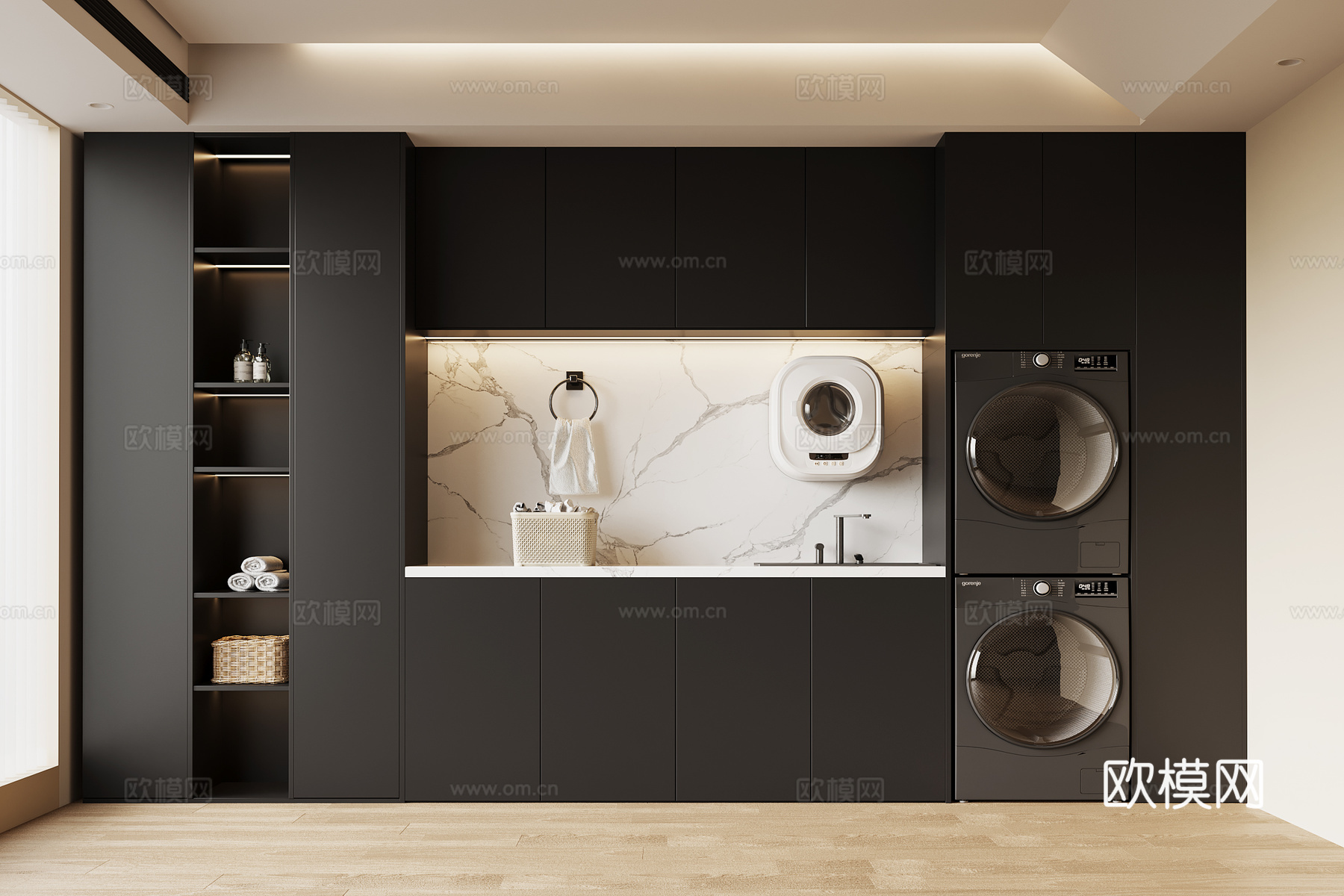 现代洗衣机柜 洗衣机su模型