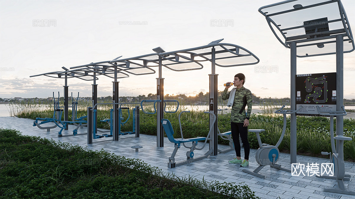 健身器材 户外健身器材 户外智能健身器材su模型