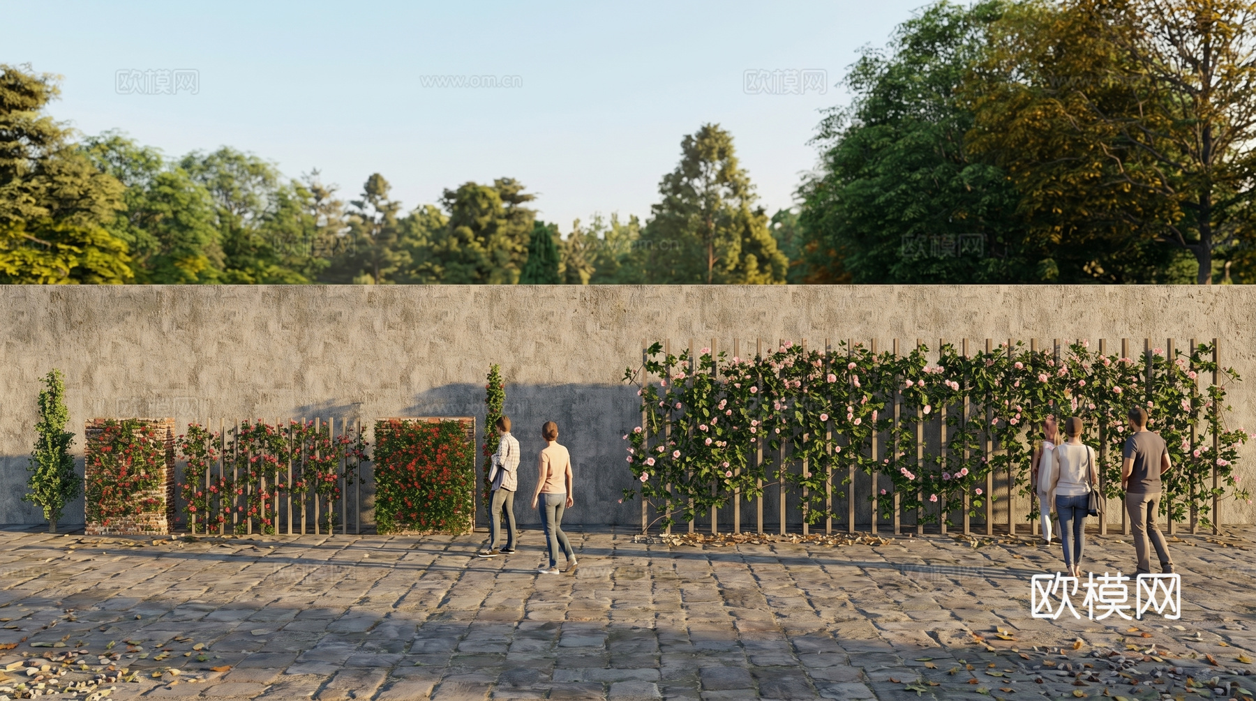 花朵  藤蔓  牵牛花  花架  背景墙su模型