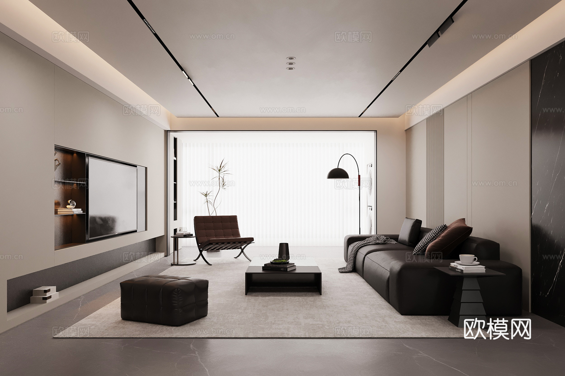 现代意式客厅su模型