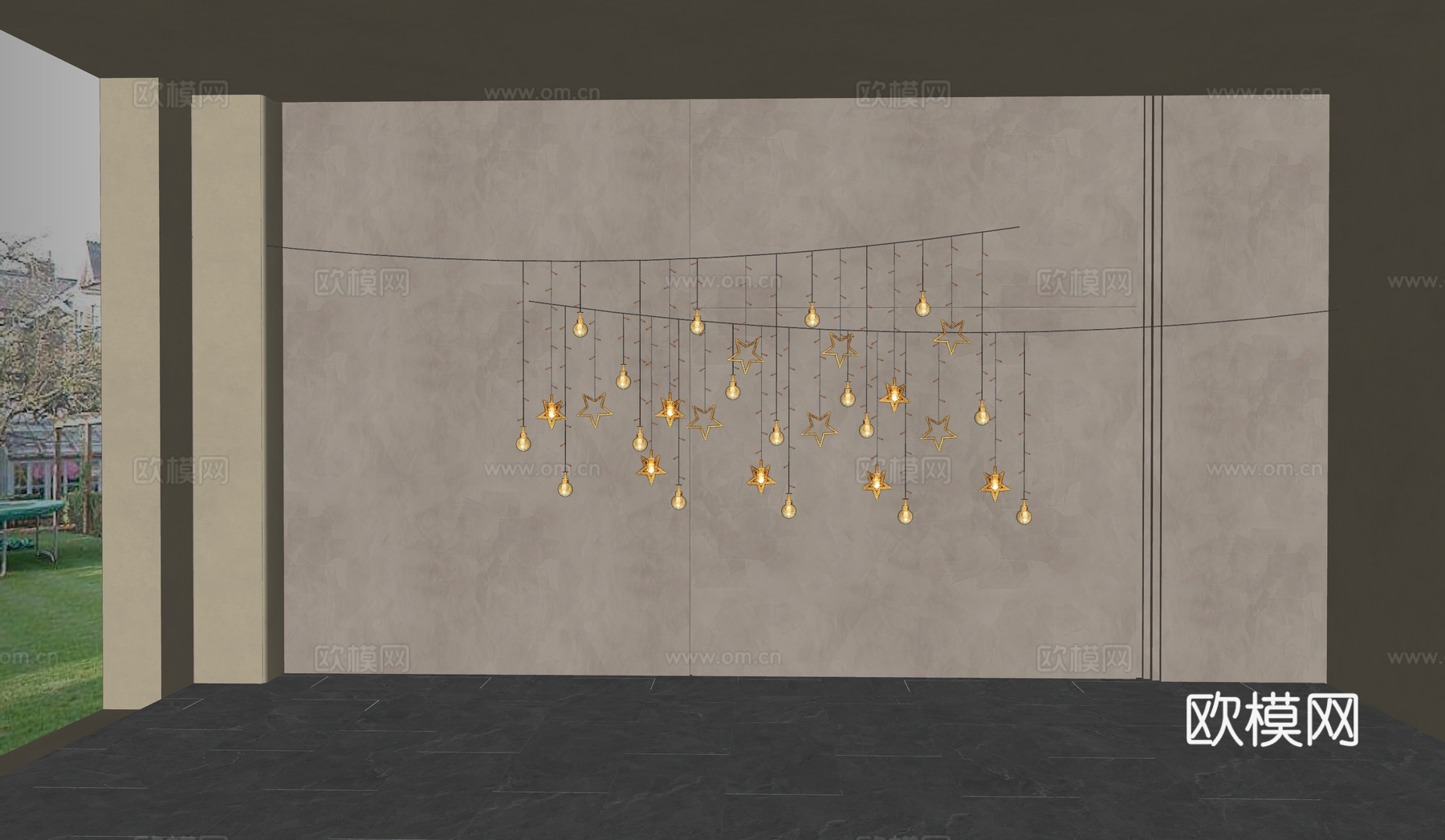 装饰灯  装饰线条灯  星星吊灯su模型