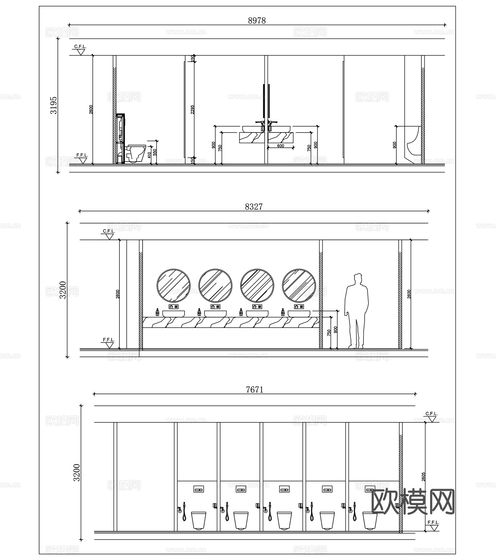 卫浴间 洗浴间 洗手间 沐浴间 盥洗室cad施工图