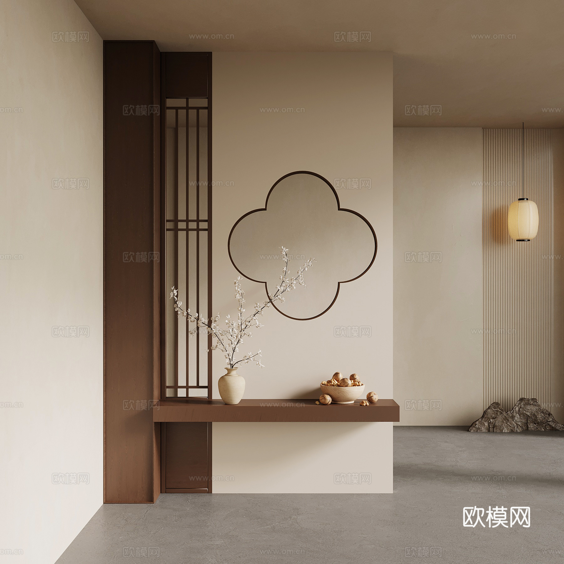 新中式玄关su模型