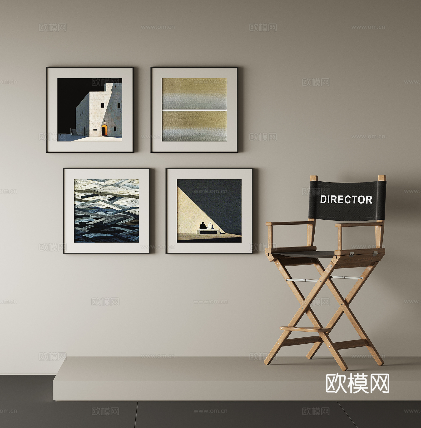 现代装饰挂画su模型