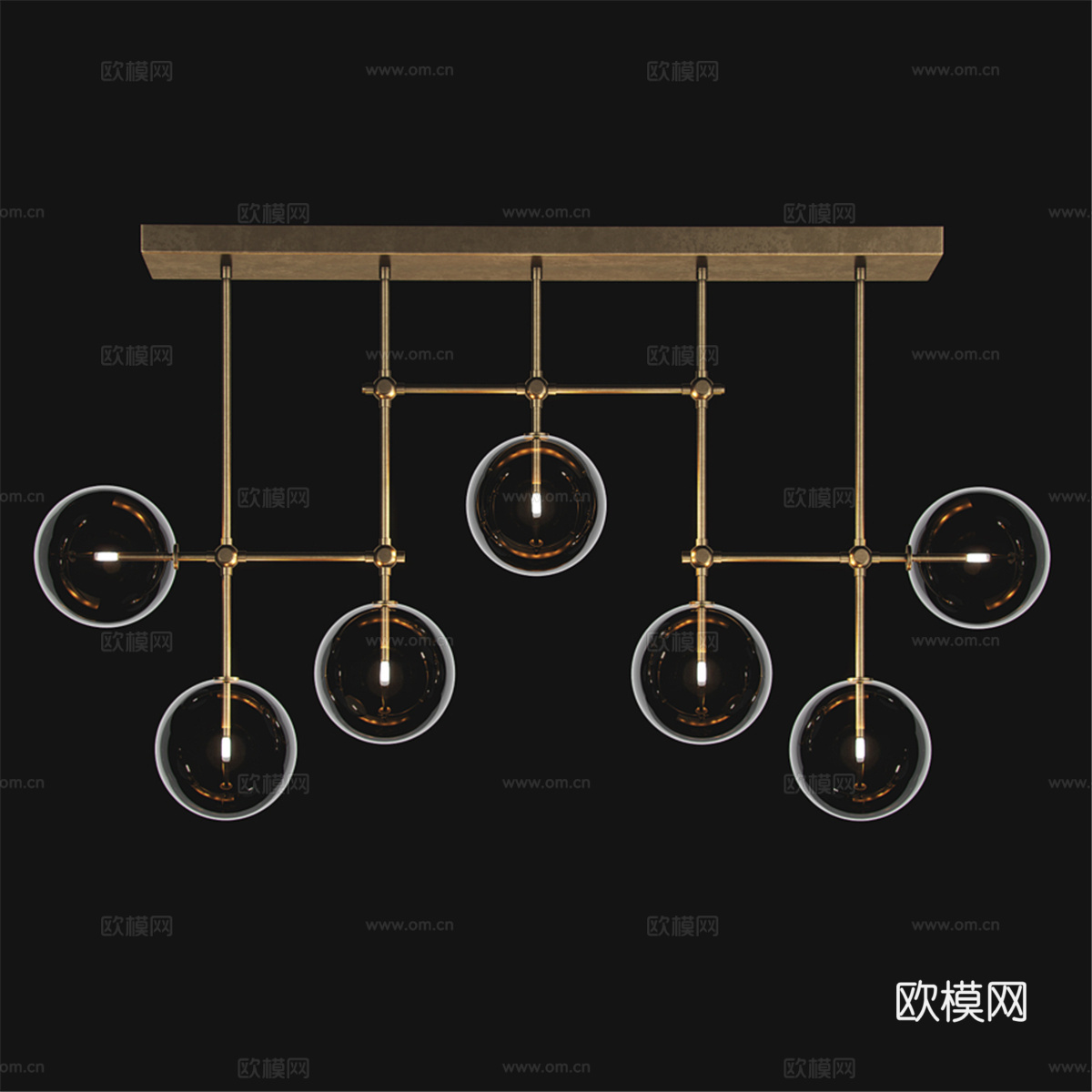 Restoration Hardware 玻璃球形线性吊灯3d模型