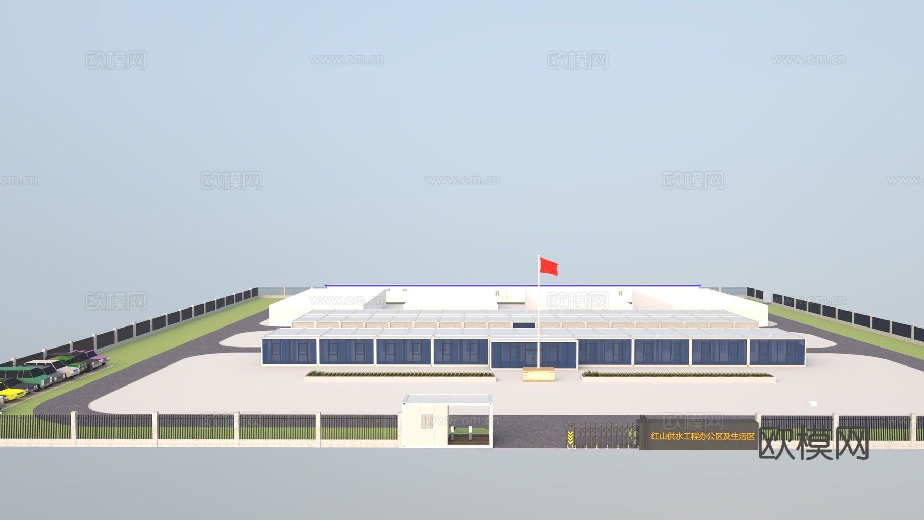 彩钢房  活动板房  彩钢临建  幕墙  玻璃幕墙  营地su模型