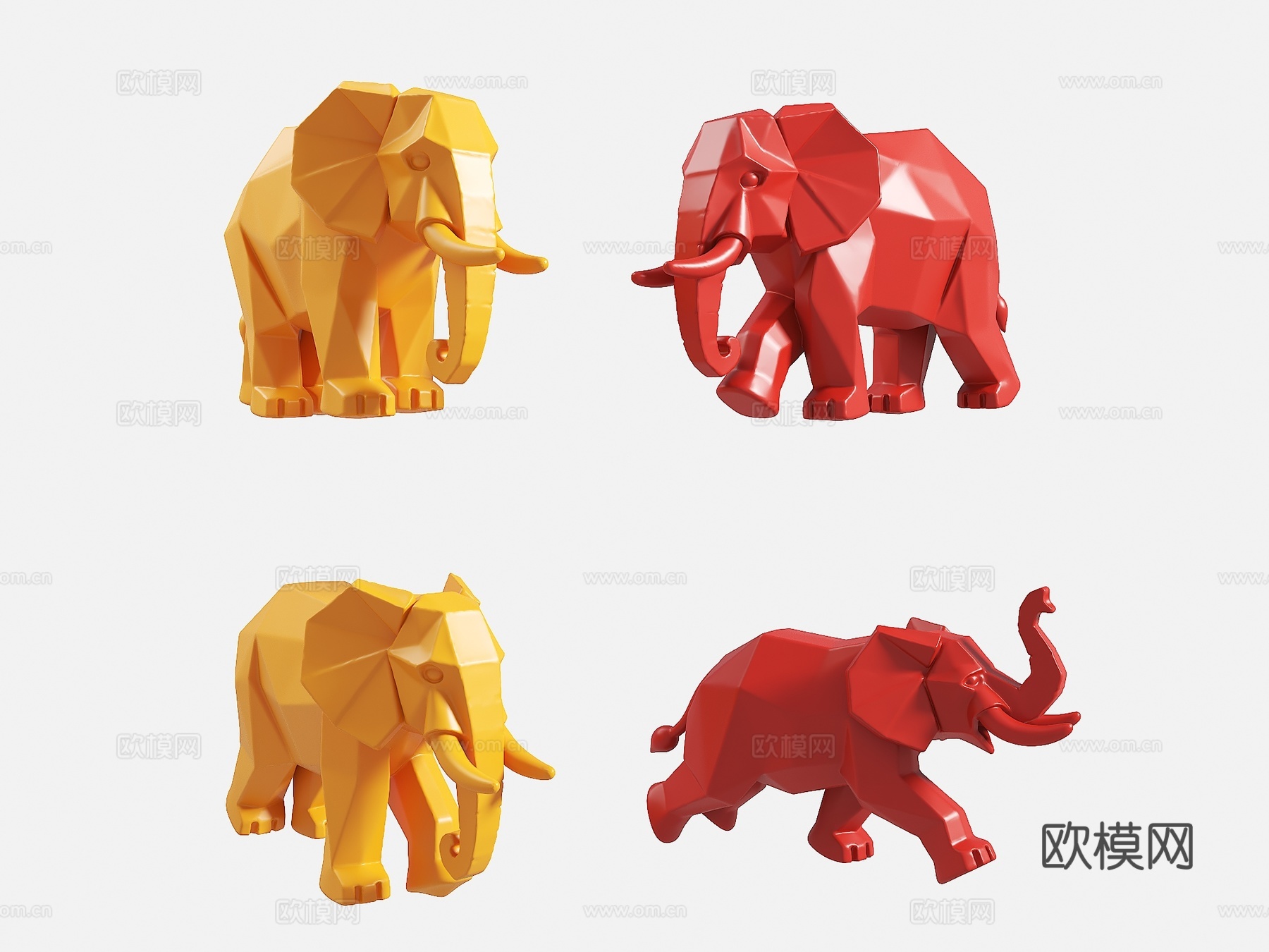 大象雕塑 景观雕塑 低多边形雕塑 雕塑摆件 公园雕塑 景观雕su模型
