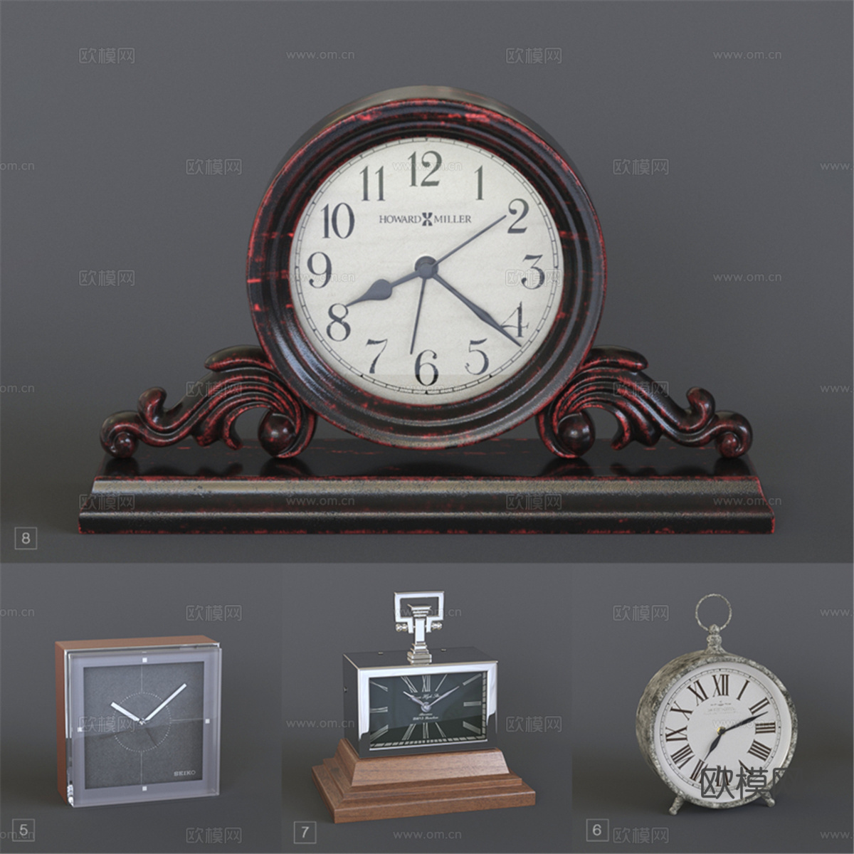 桌钟套装 023d模型
