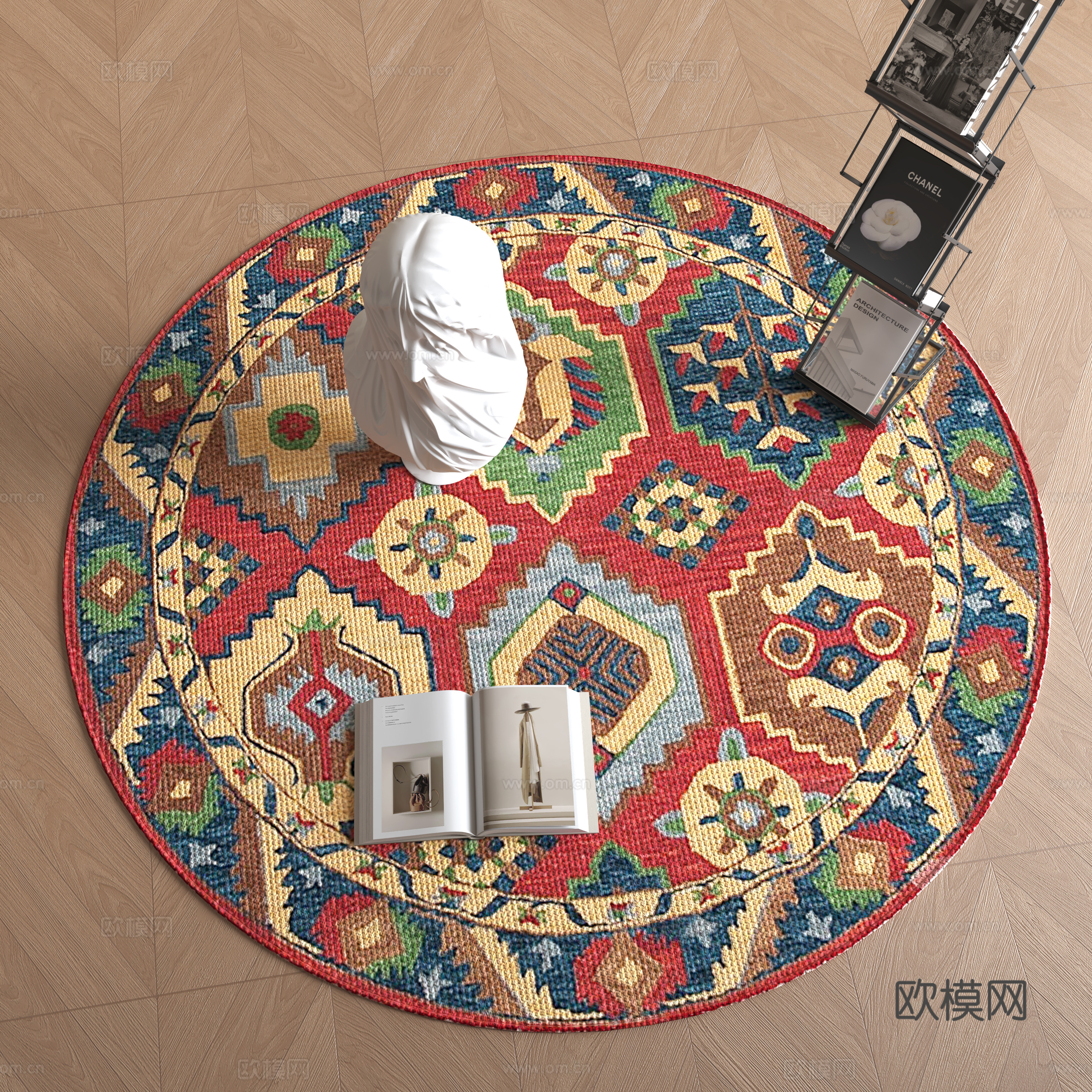 欧式圆形地毯su模型