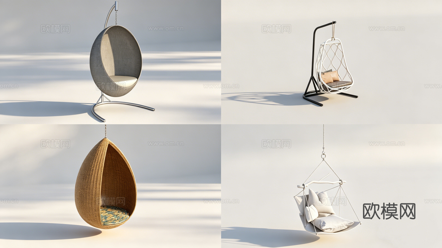 网红悬挂休闲椅 蛋形吊椅 镂空吊椅 藤编吊篮 布艺秋千 民宿su模型