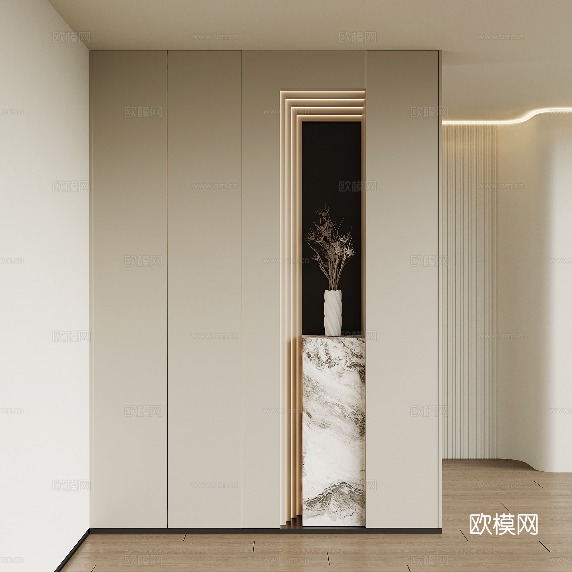 现代意式玄关 玄关隔断su模型