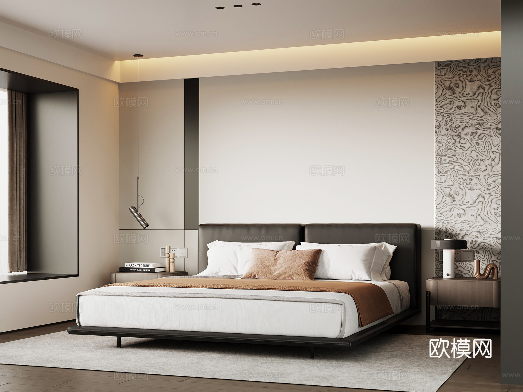 现代意式卧室su模型