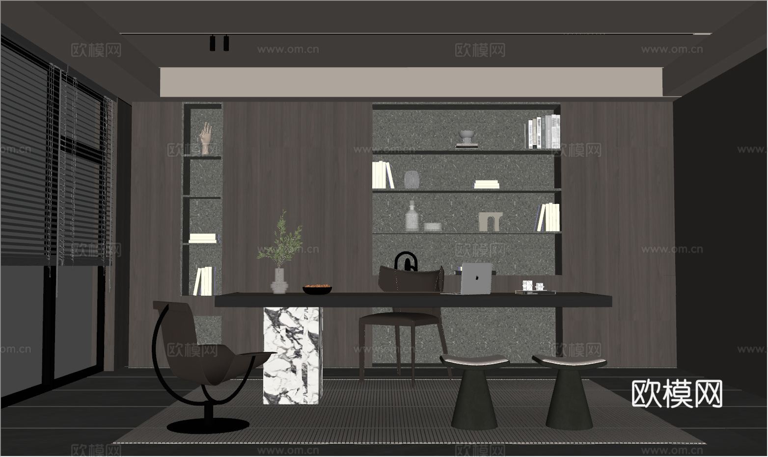 意式 家装 室内简约 轻奢风 格餐厅 客厅 卧室设计su模型