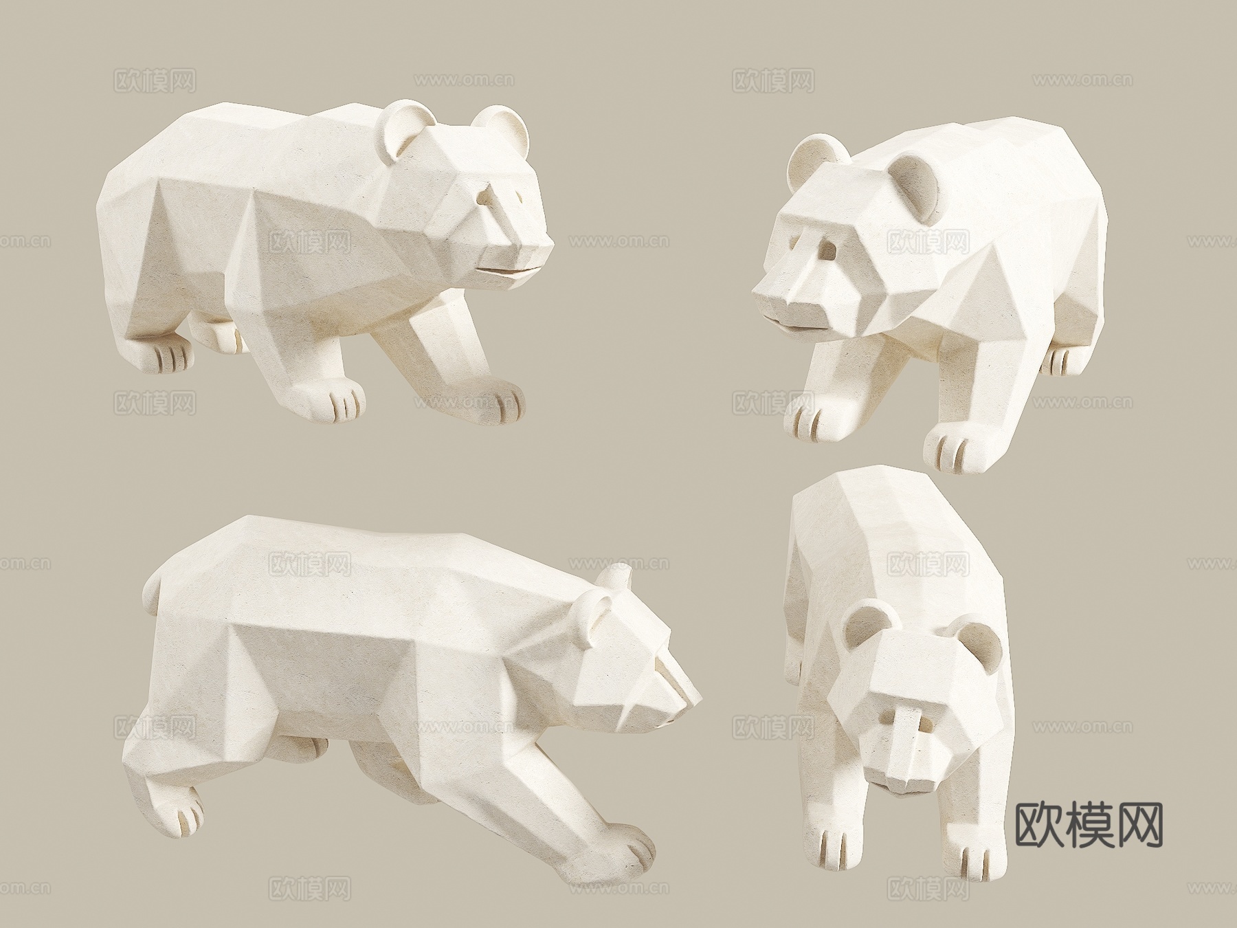 熊猫雕塑 景观雕塑 低多边形雕塑 雕塑摆件 公园雕塑 景观雕su模型