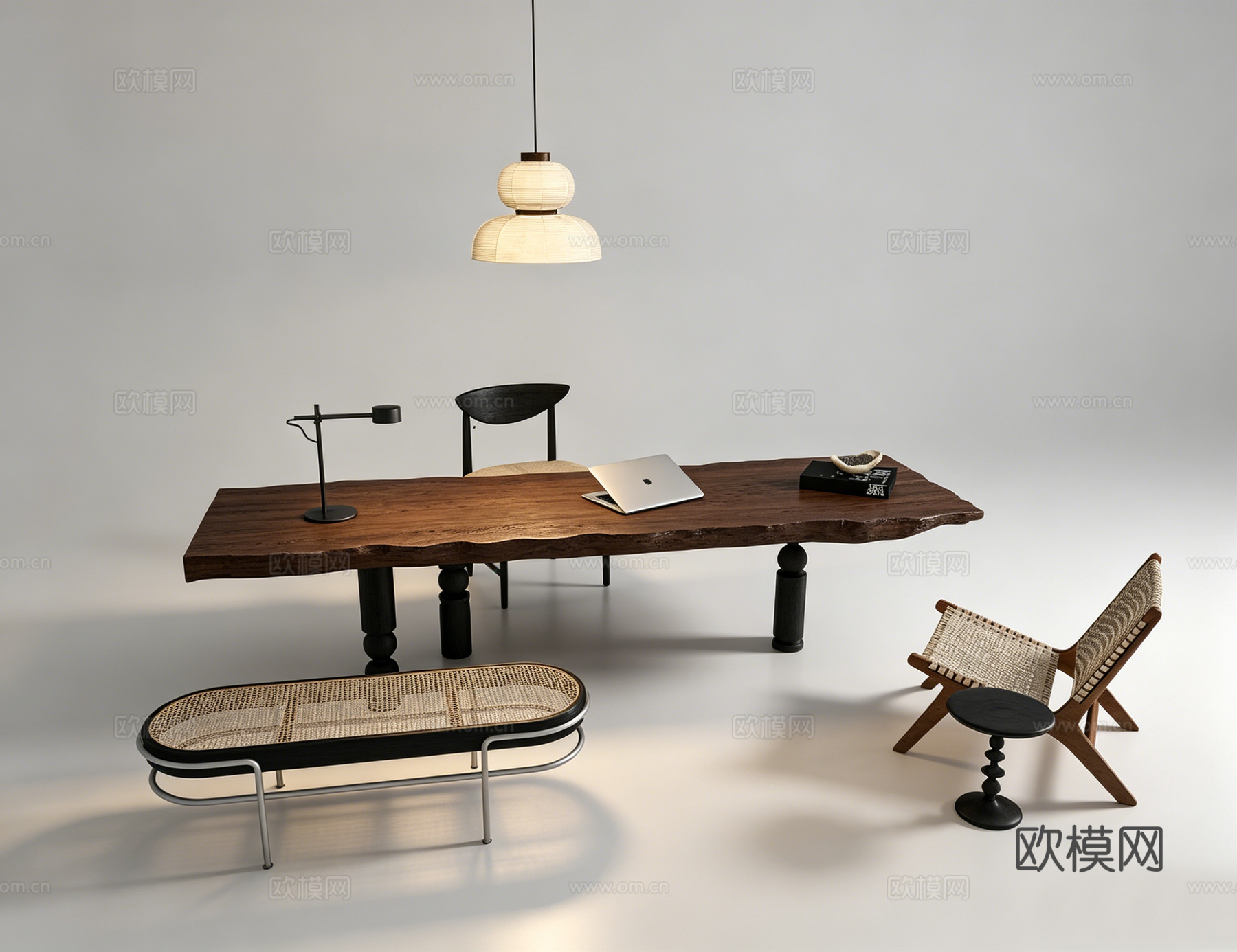 中古风书桌su模型