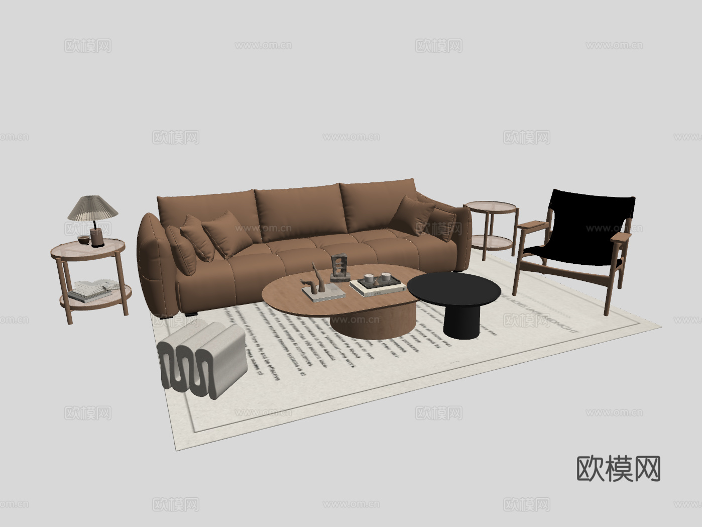中古风沙发组合su模型