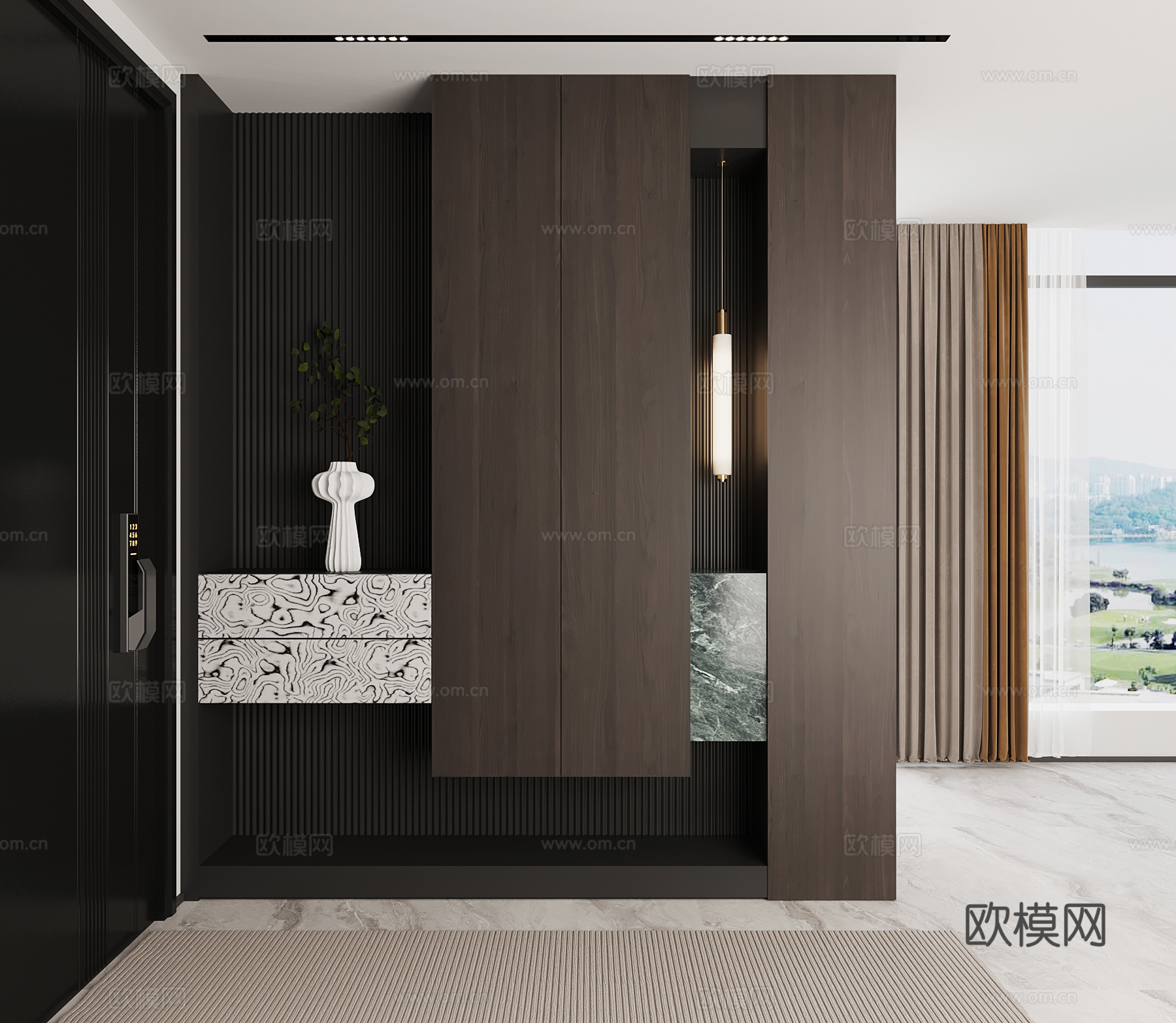 现代意式玄关 鞋柜su模型