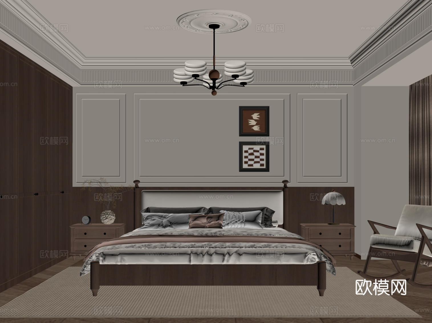 法式中古卧室su模型