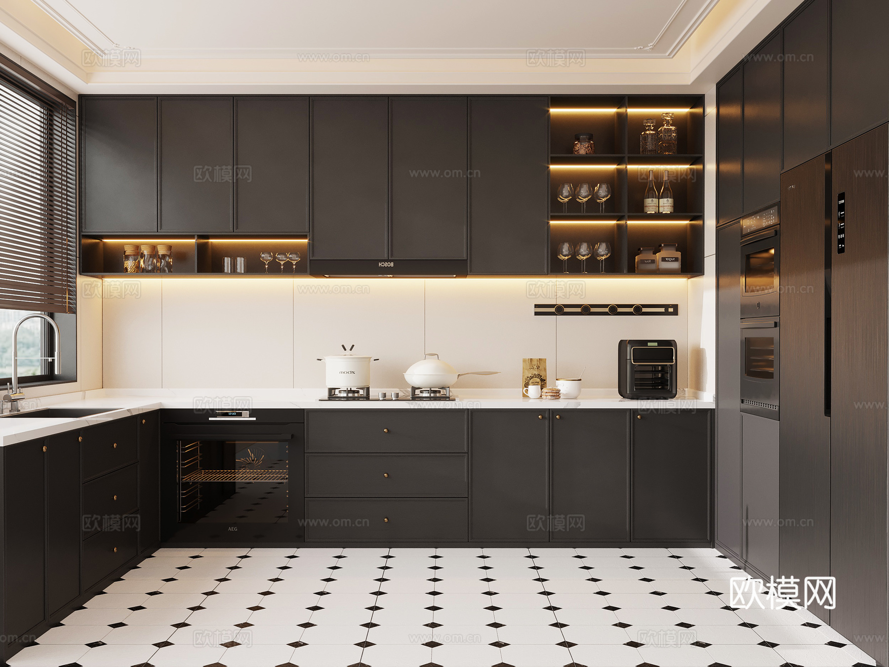 法式复古厨房su模型