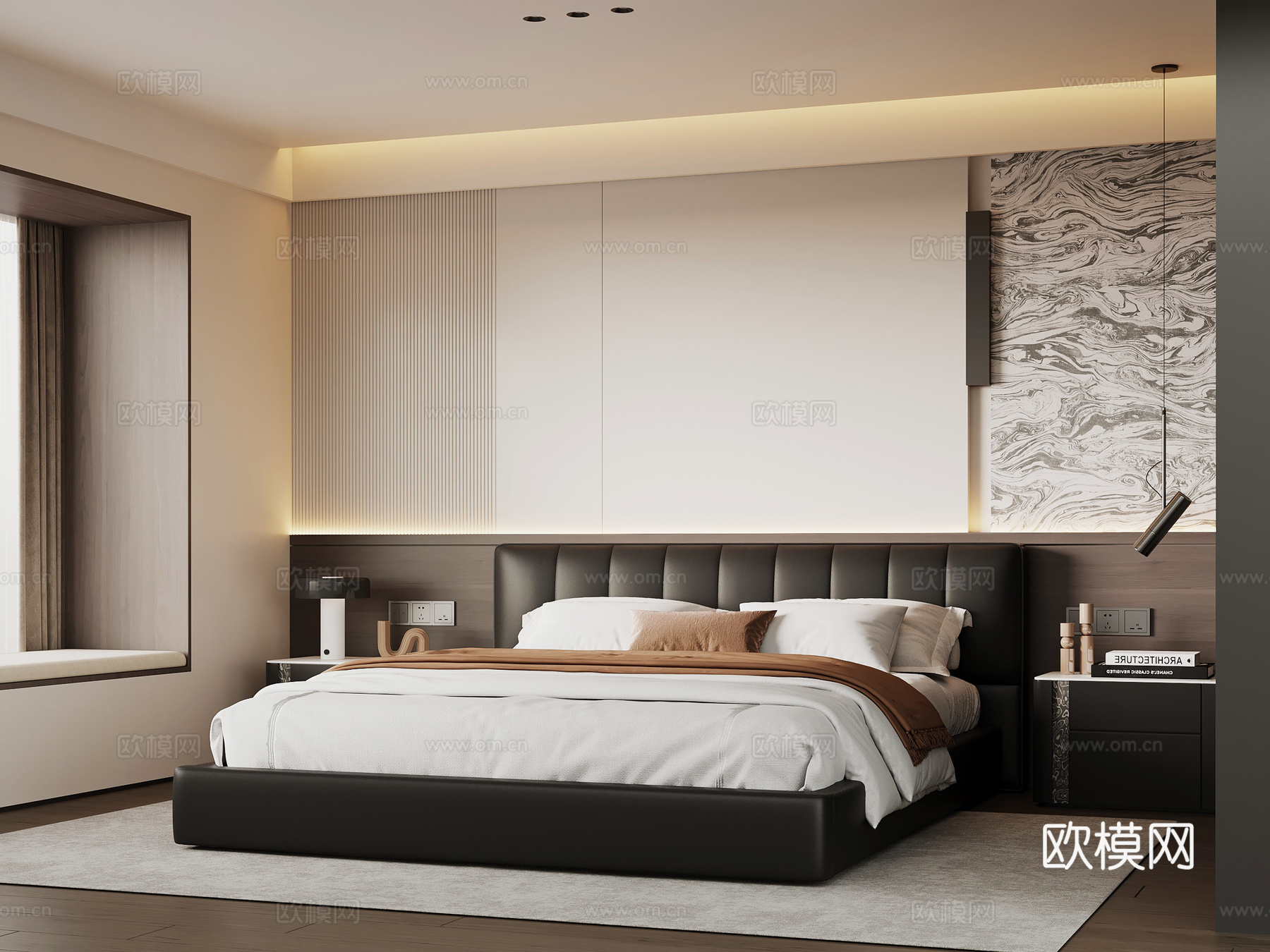 现代意式卧室su模型
