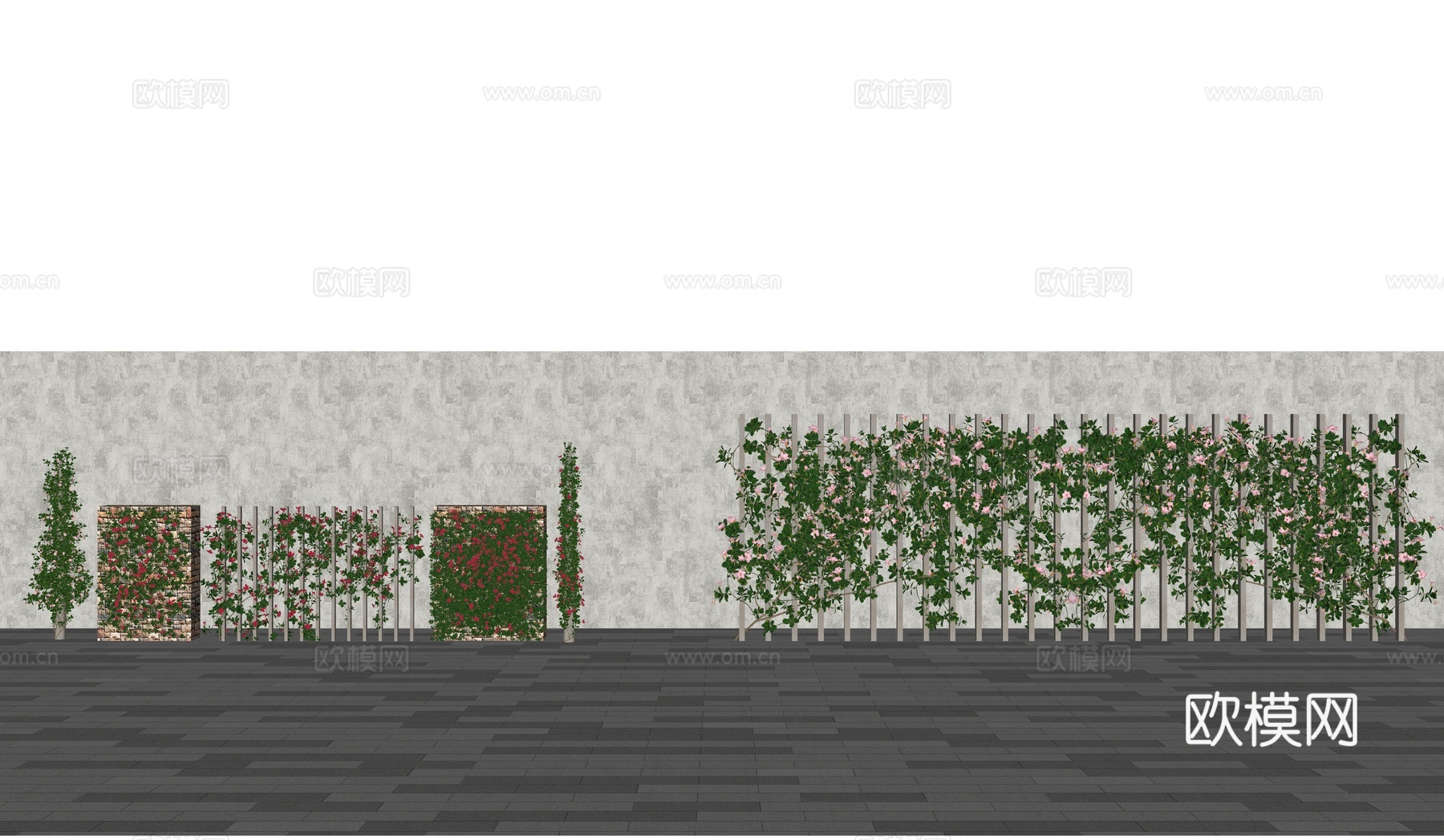 花朵  藤蔓  牵牛花  花架  背景墙su模型