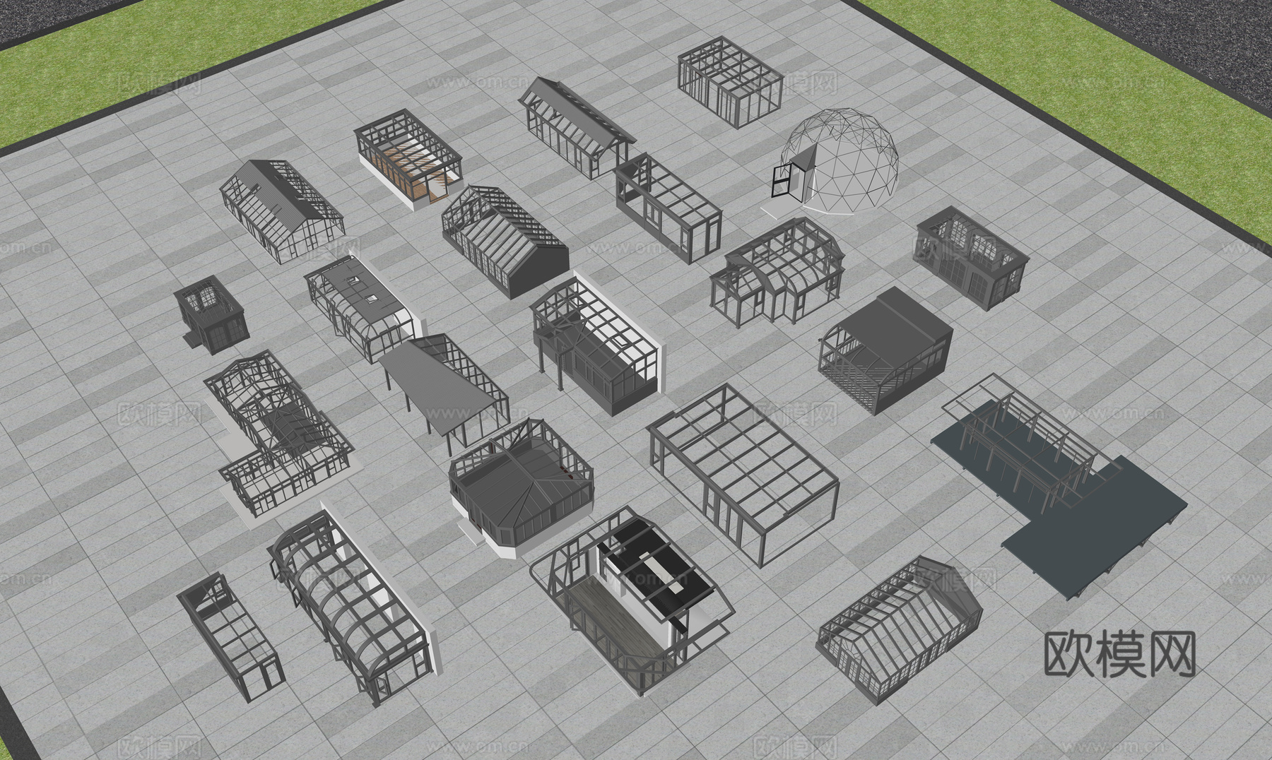 阳光房  玻璃房最全集合su模型