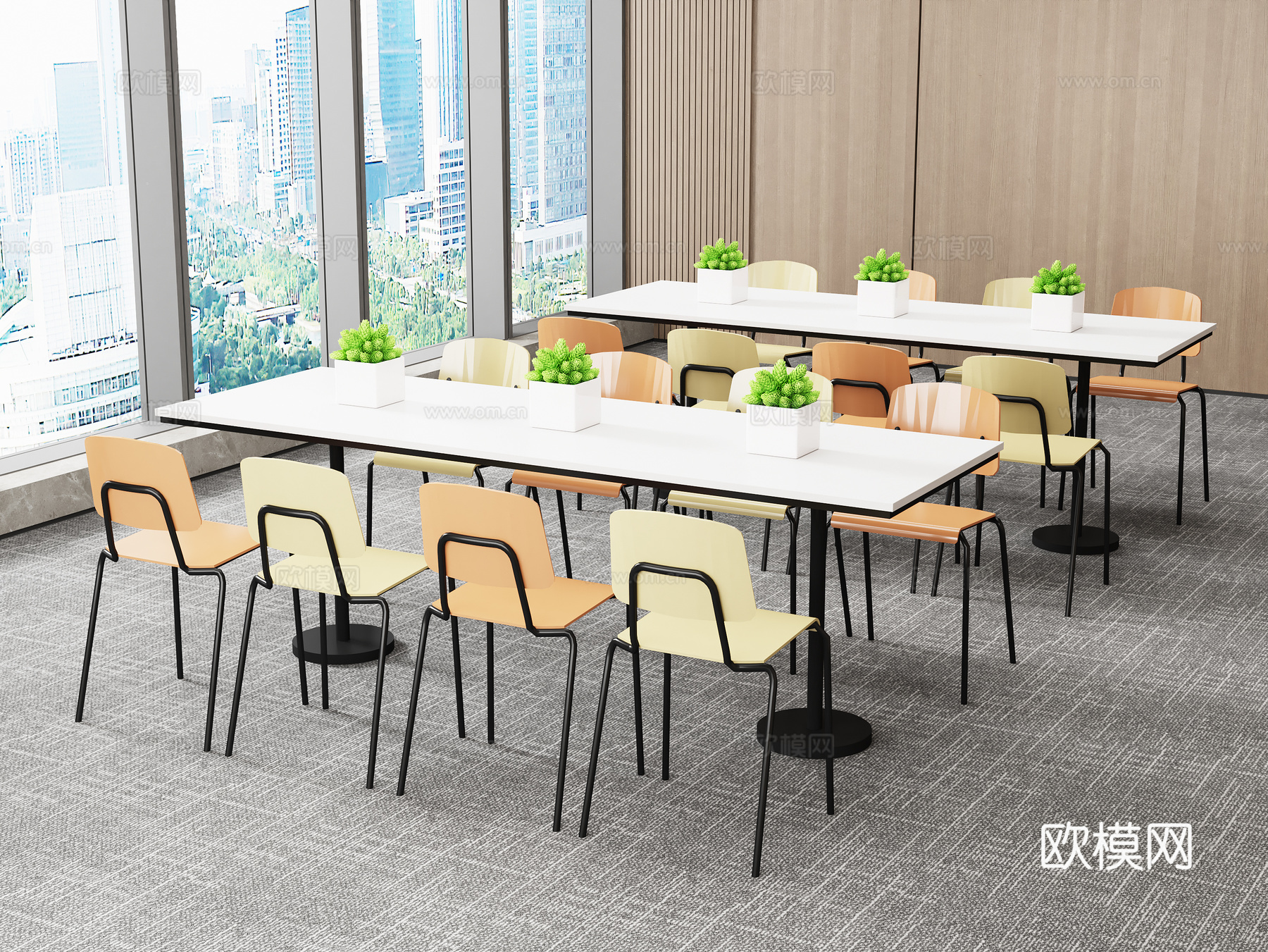 食堂桌椅3d模型