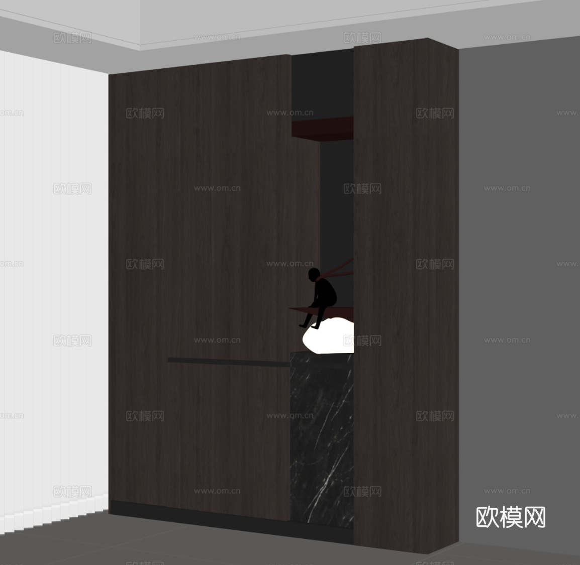 现代意式玄关 鞋柜su模型