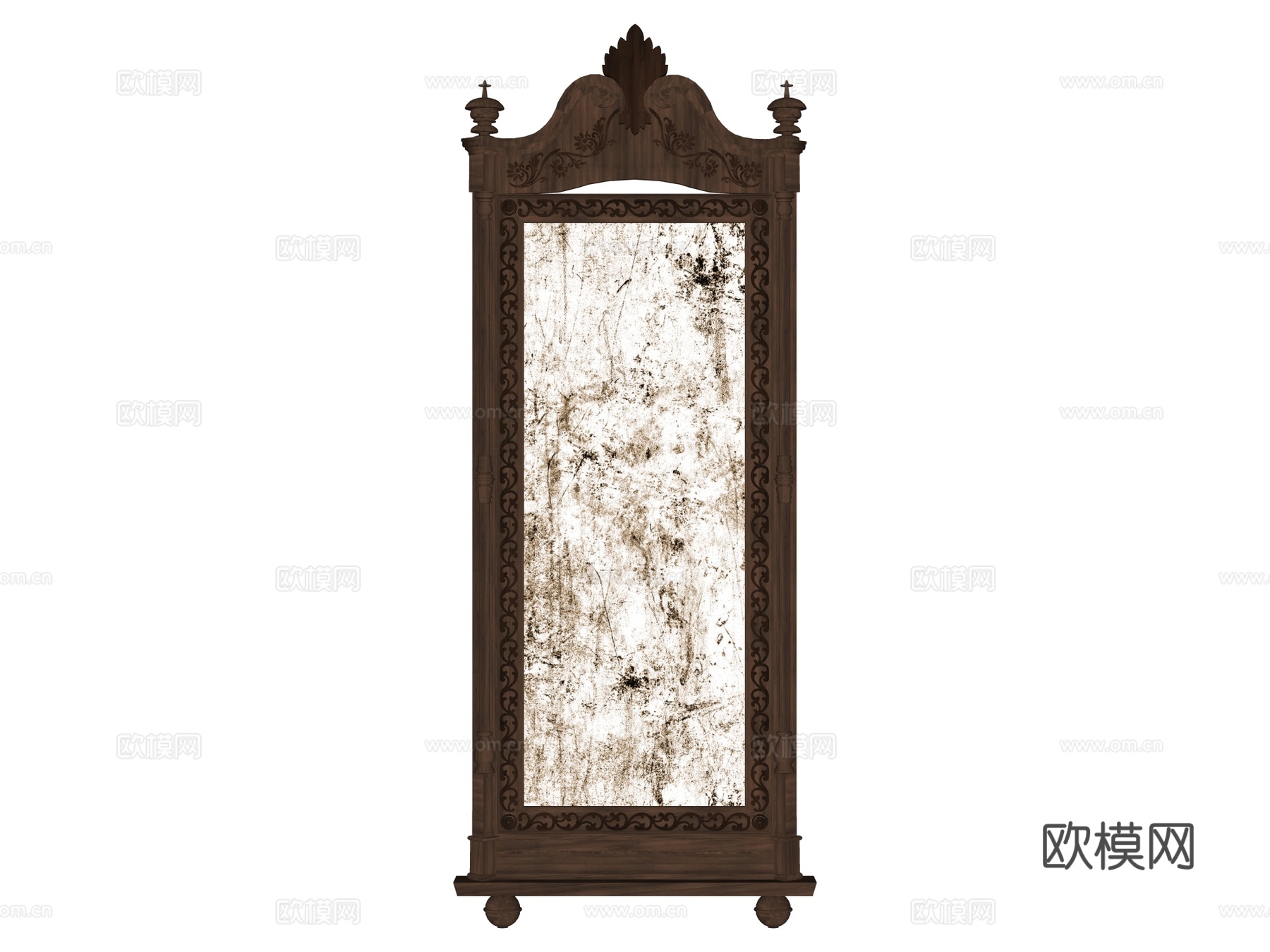 墙饰 复古镜子su模型
