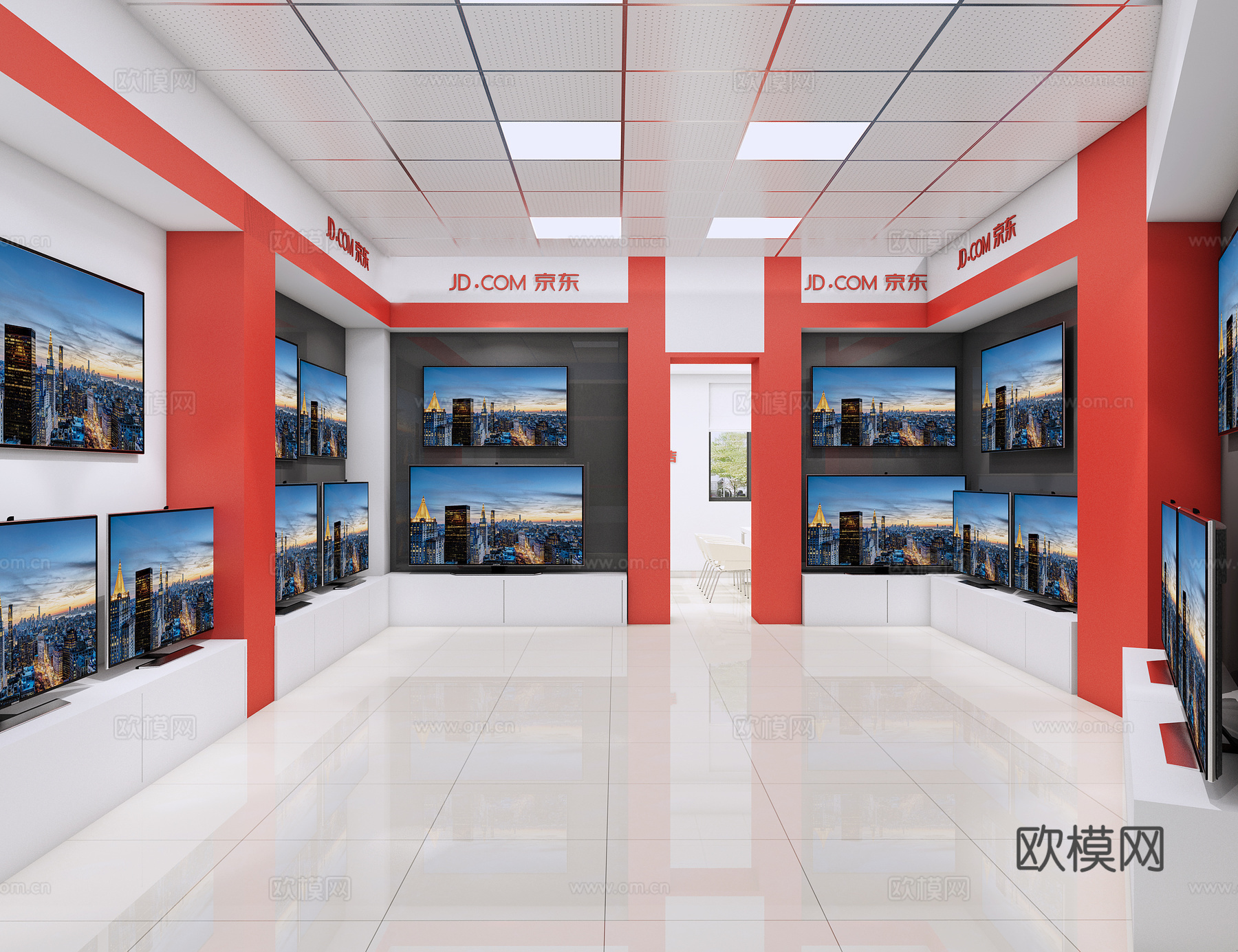 现代空调电视冰箱洗衣机展厅3d模型