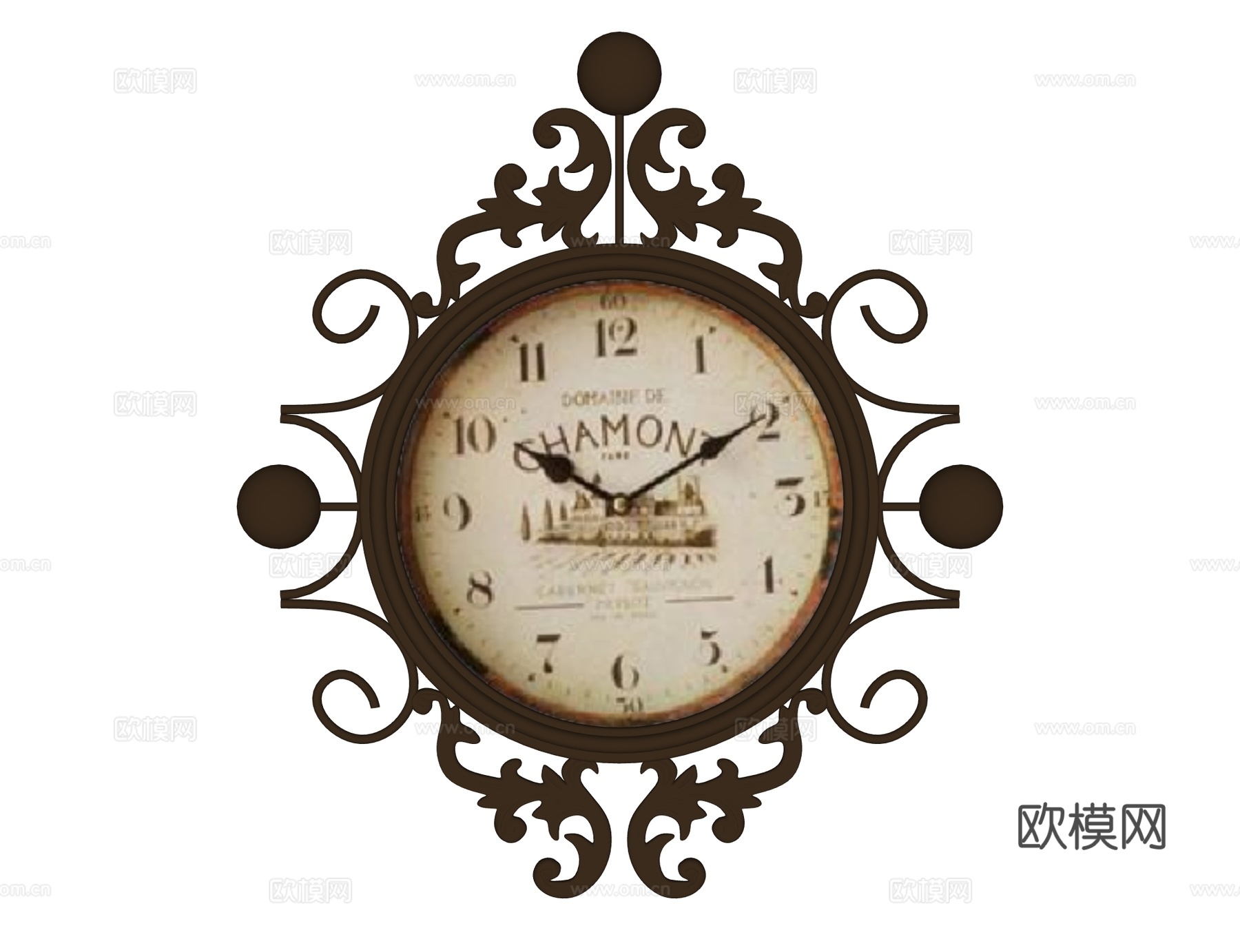 复古挂钟 墙饰su模型