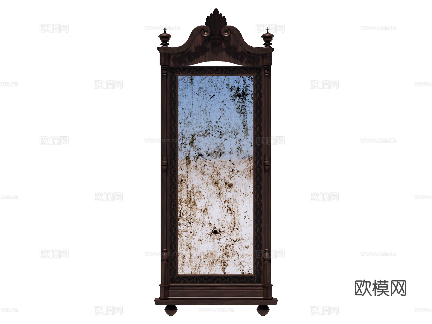 墙饰 复古镜子su模型