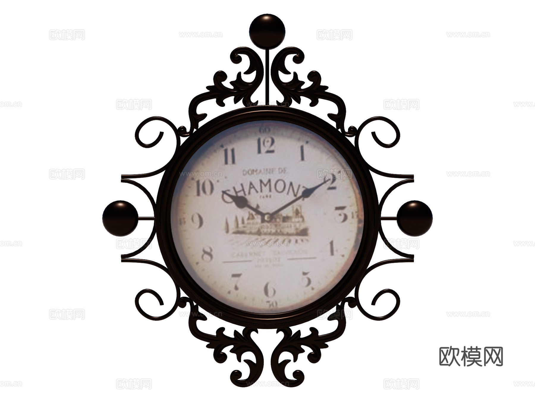 复古挂钟 墙饰su模型