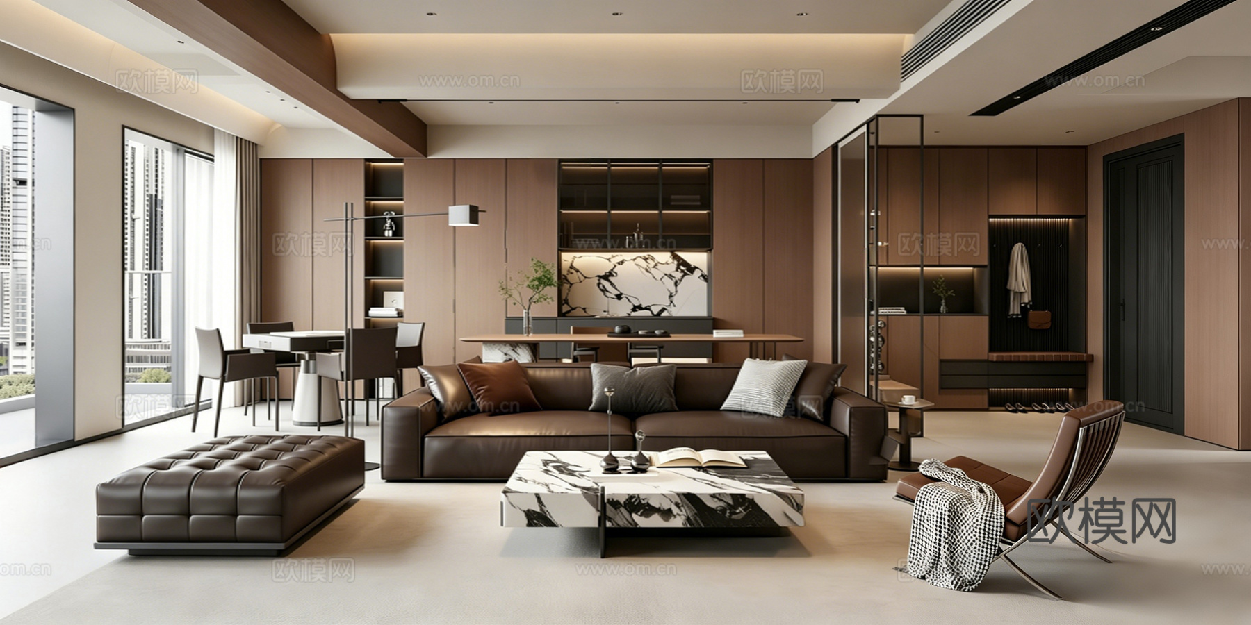 意式 家装 室内简约 轻奢风 格餐厅 客厅 卧室设计su模型