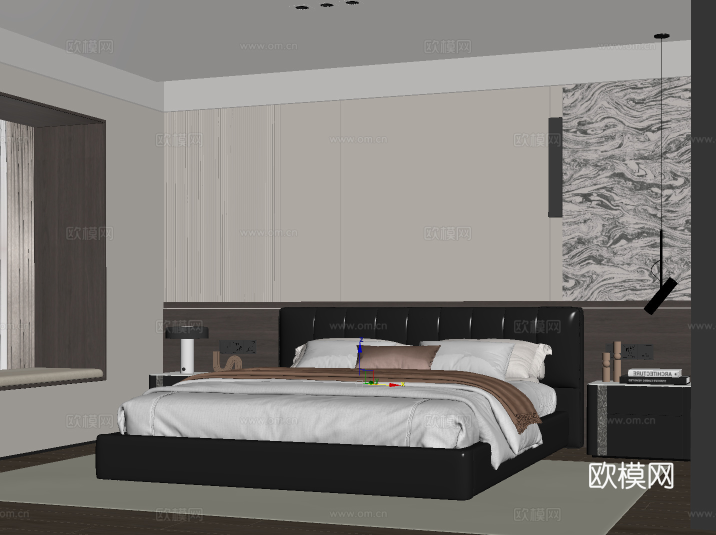 现代意式卧室su模型