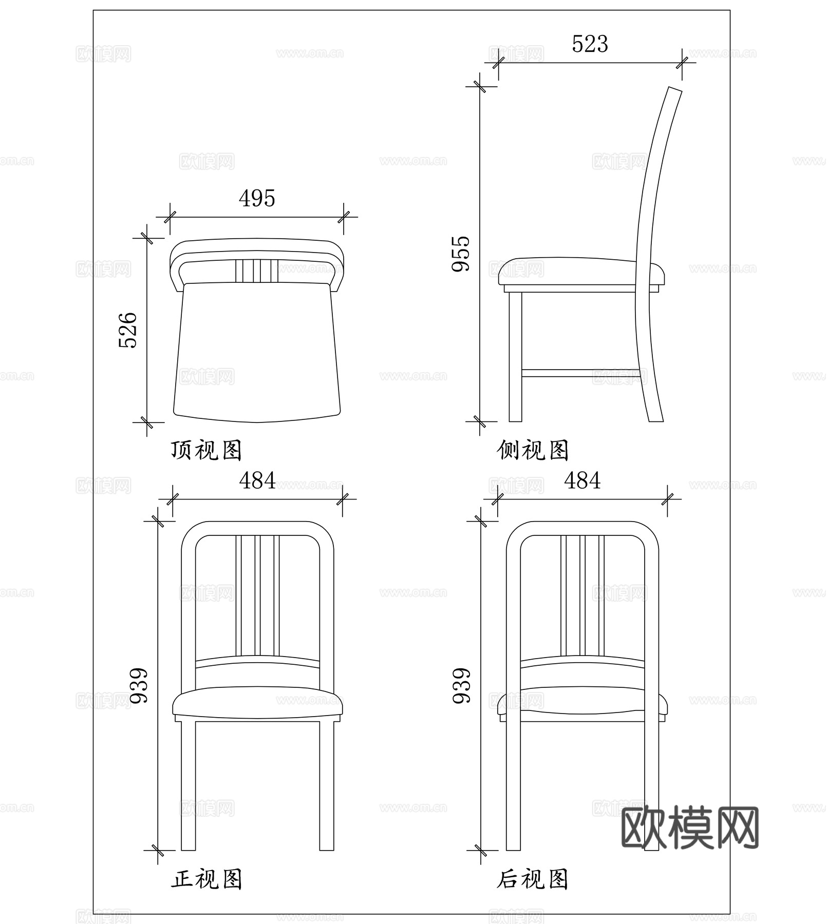 简约餐椅 轻便餐椅 简易坐椅 实用餐椅 小巧餐椅cad施工图