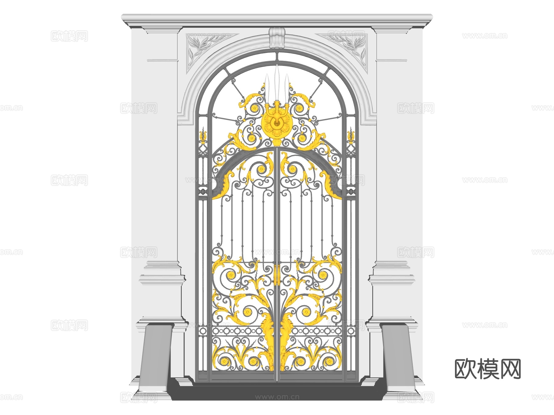 户外门 庭院门 铁艺大门su模型