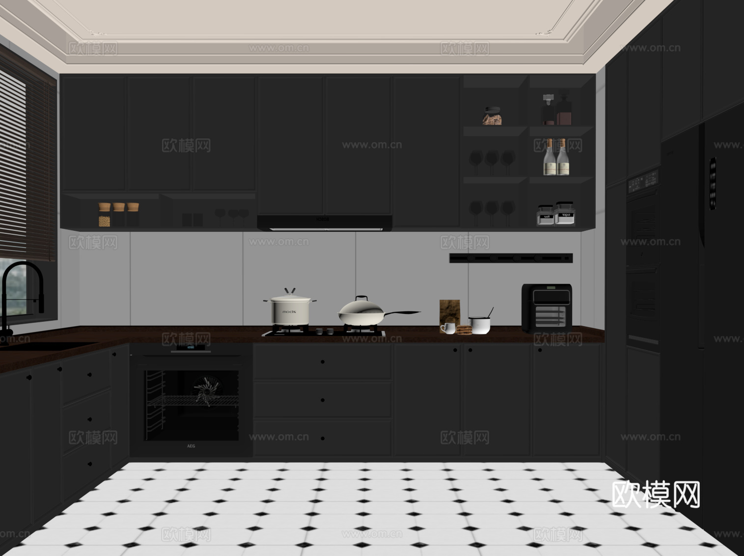 法式复古厨房su模型