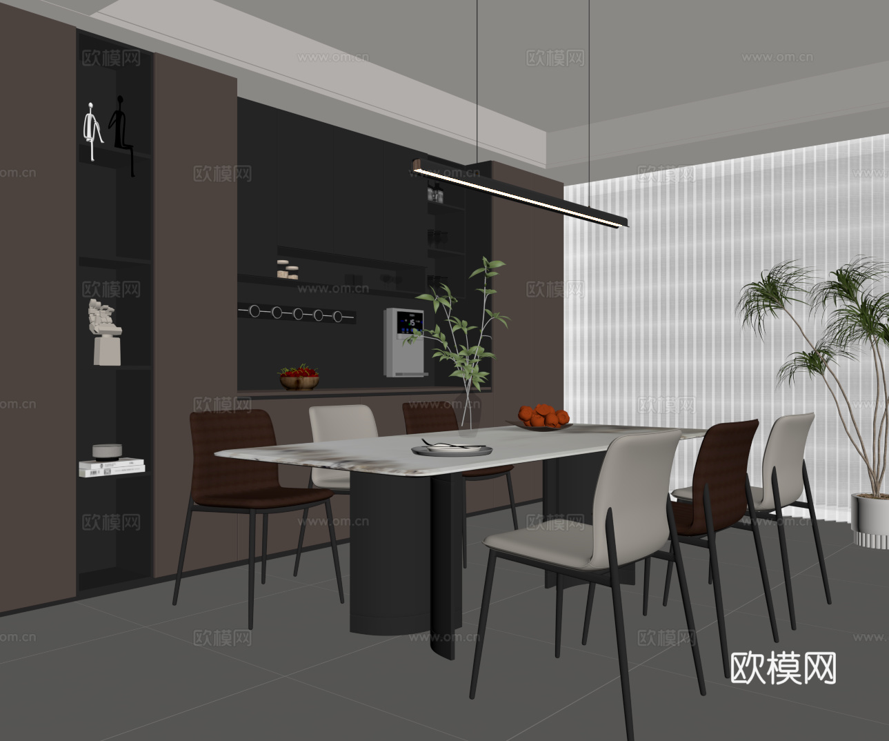 现代意式餐厅su模型